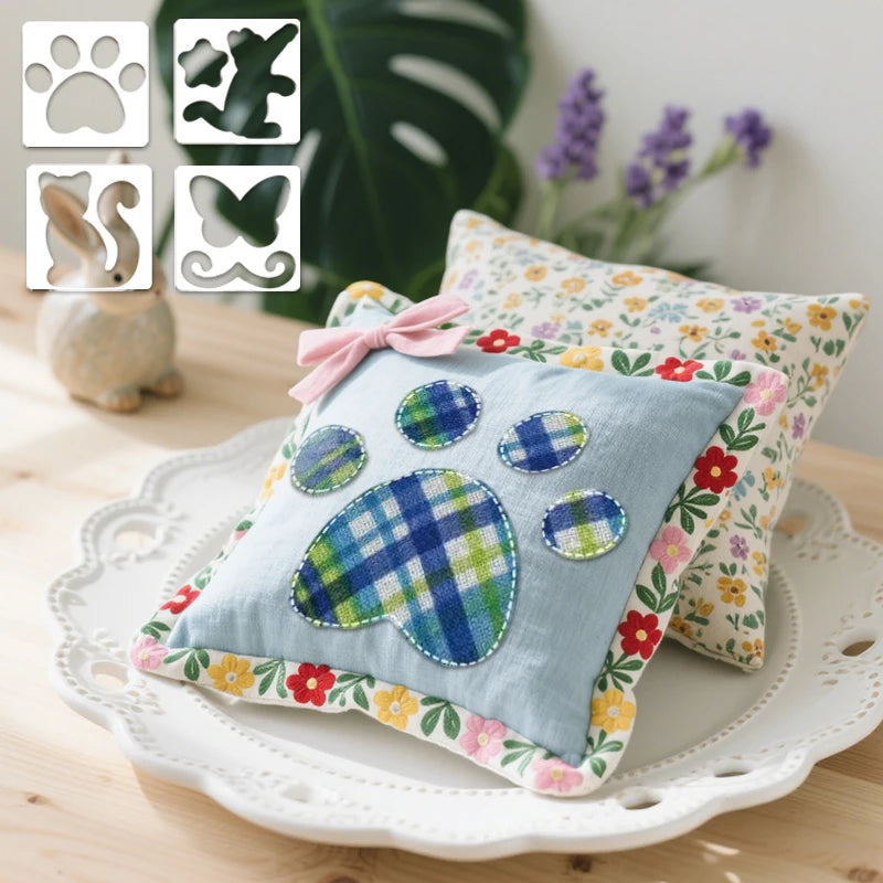 YOMDID 4pcs Cat Pattern Quilting Template Set Transparent Acrylic Rulers