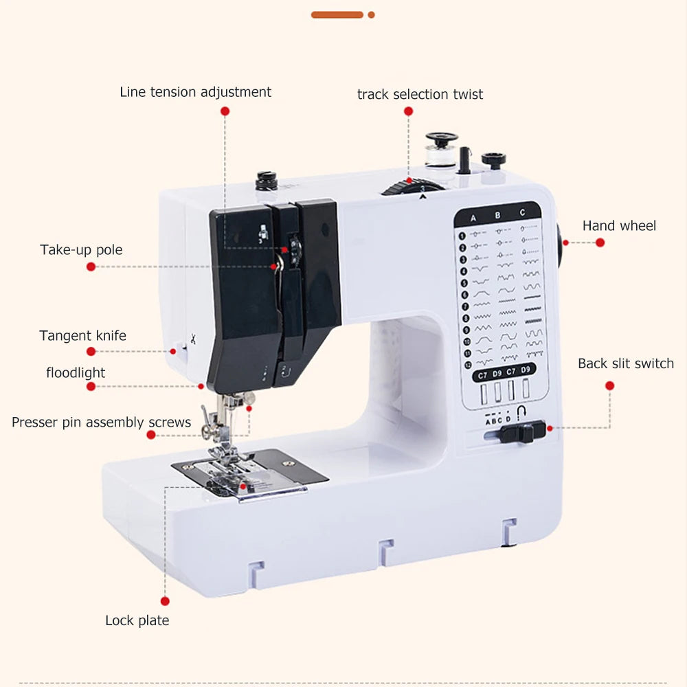 Portable Mini Electric Sewing Machine for Beginners with 12 Stitches