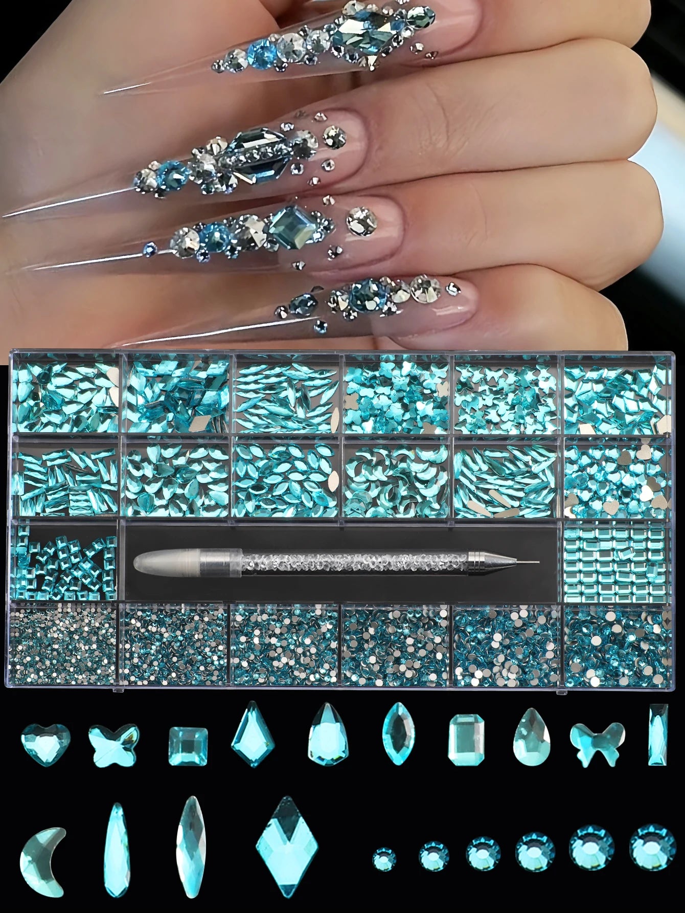 Hign-concerned Glass Nail Art Diamonds 21 Grid Rhinestones