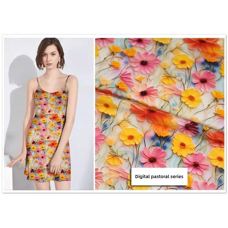 CN Zhejiang 3D Printed Rayon Fabric By The Meter Dress