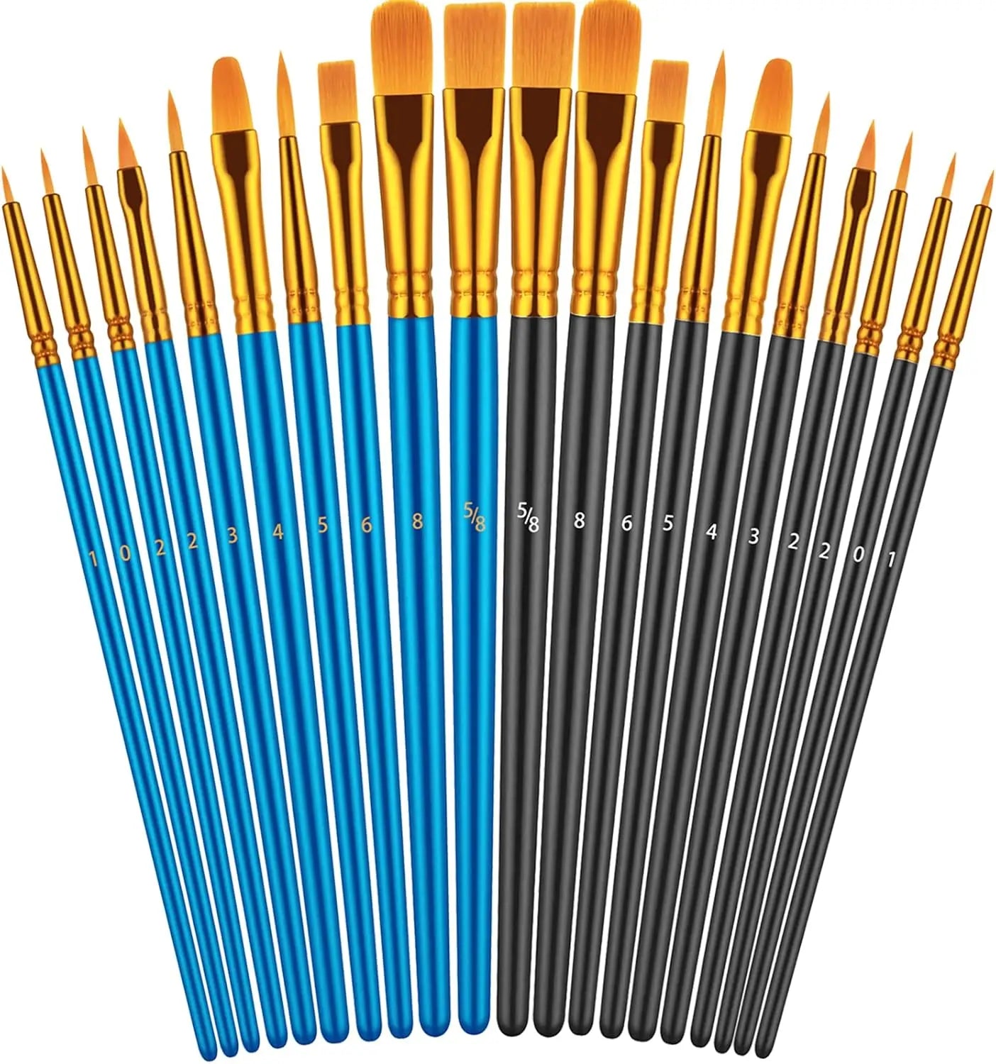 Set of 20 Acrylic Oil Watercolor Paint Brushes for Artists and Kids