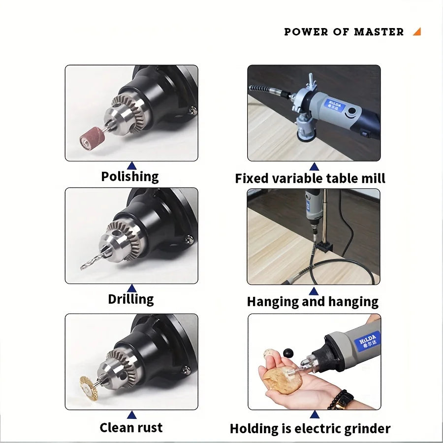 Hilda 500W Variable Speed Rotary Tool Kit with Accessories