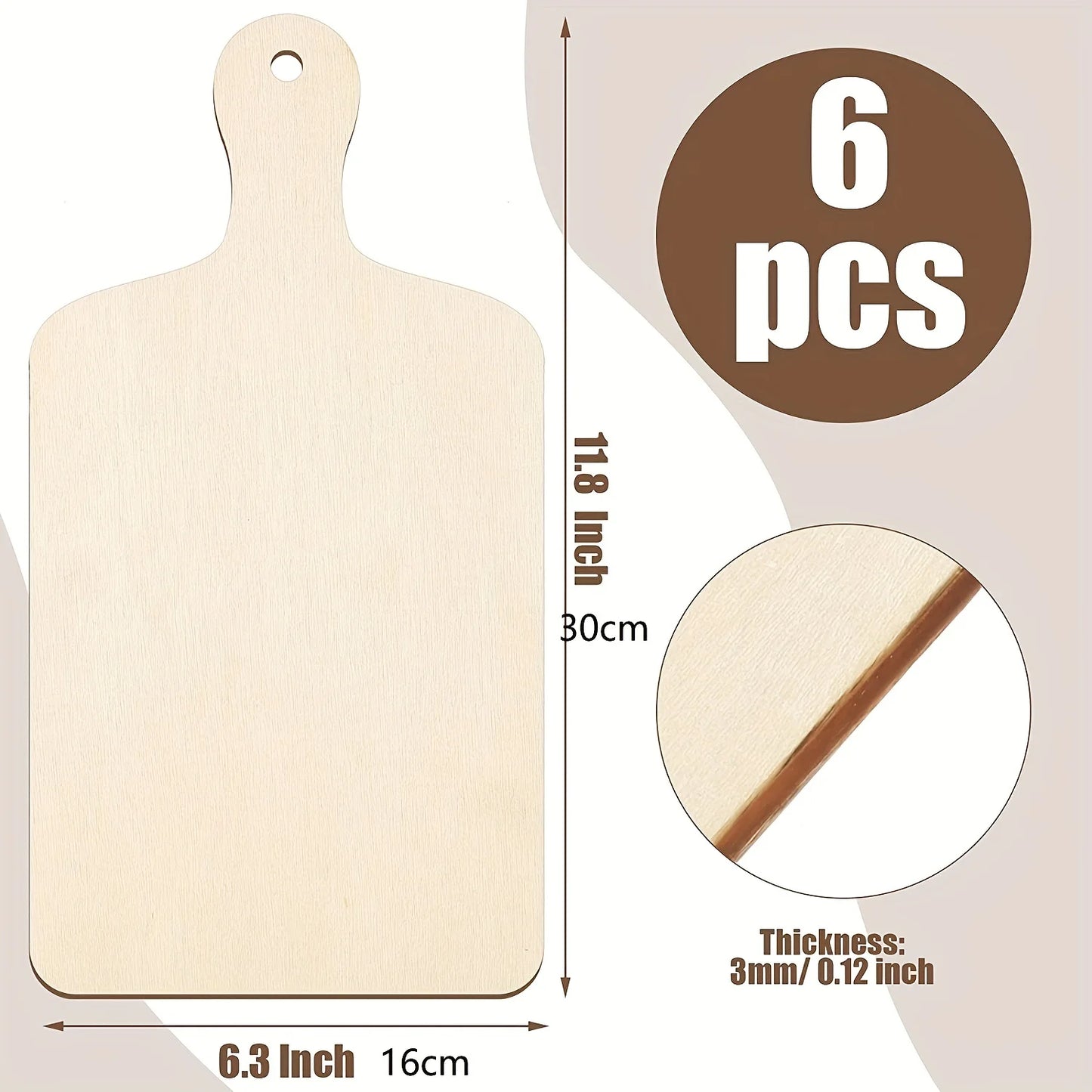 Choice Wooden Serving Board Set 6 Piece Cheese Bread Paddle
