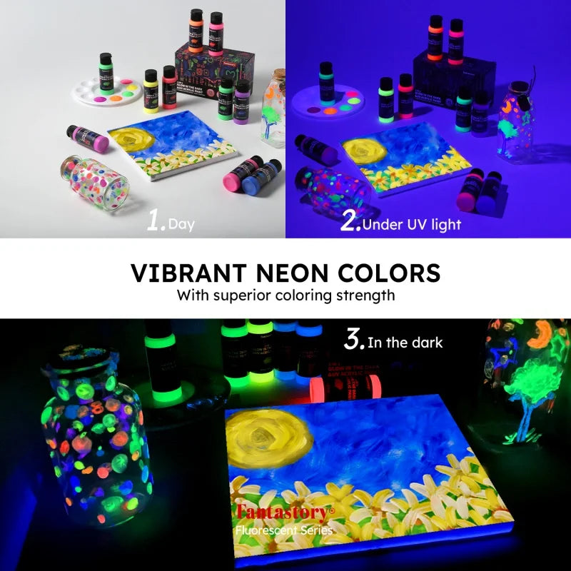 Glow In The Dark Waterproof Acrylic Paint Set By Feature