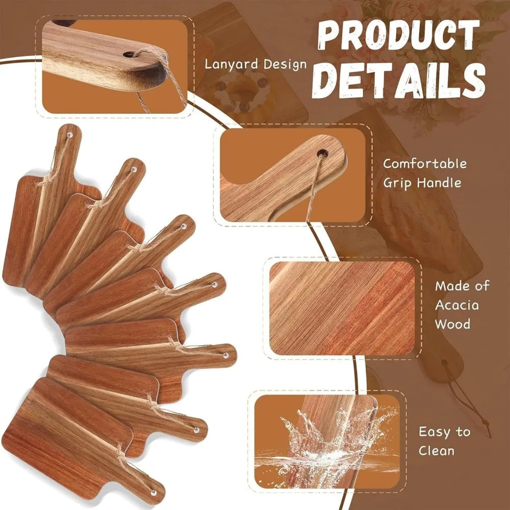 Acacia Wood Cutting Board Set With Handles 6 Pack Bundle
