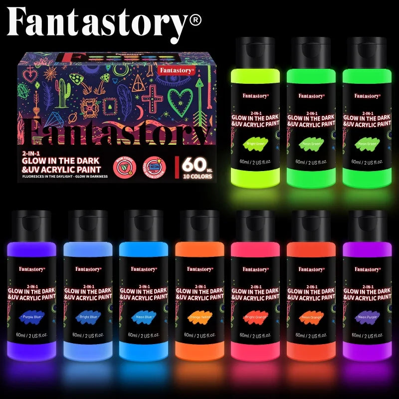 Glow In The Dark Waterproof Acrylic Paint Set By Feature