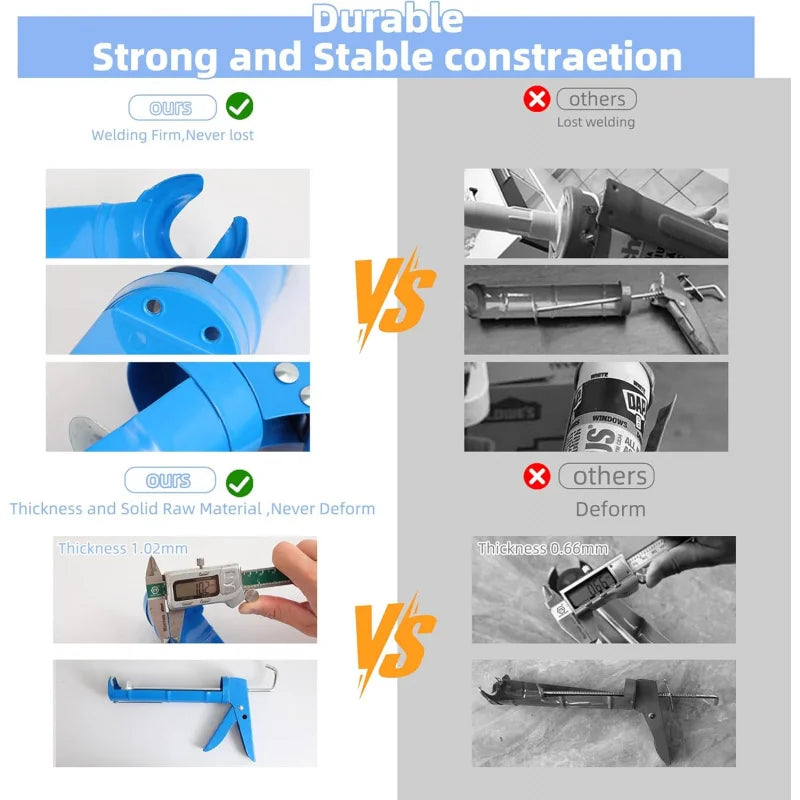 Leikius Caulk Gun Kit No Drip Silicone Caulking Tool Set