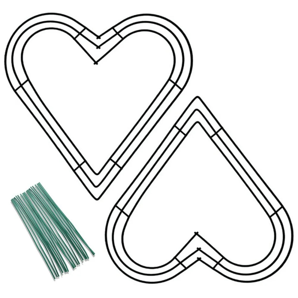 3 Pieces Heart Shaped Metal Wire Wreath Frame Set