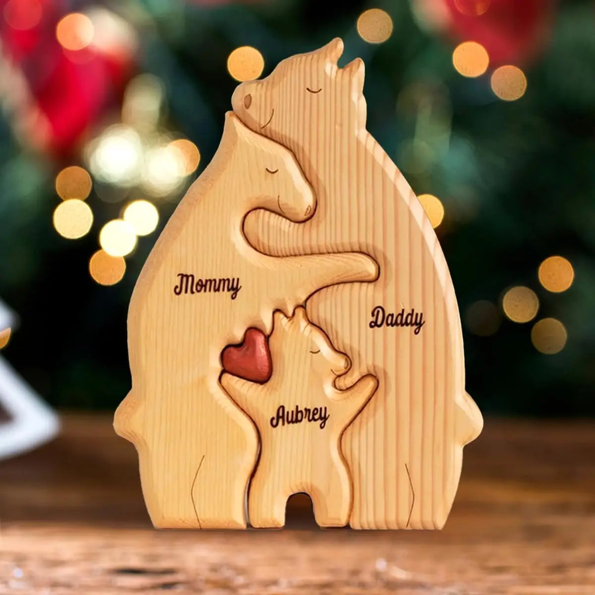 Custom Engraved Bear Family Wooden Puzzle Home Decor Gift