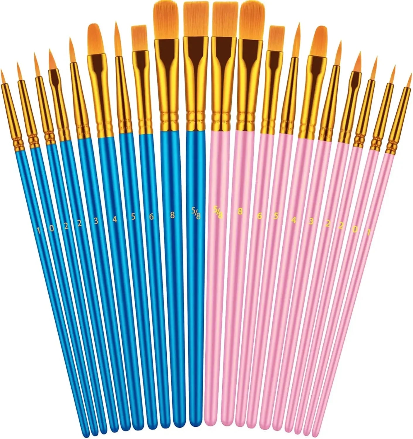 Set of 20 Acrylic Oil Watercolor Paint Brushes for Artists and Kids