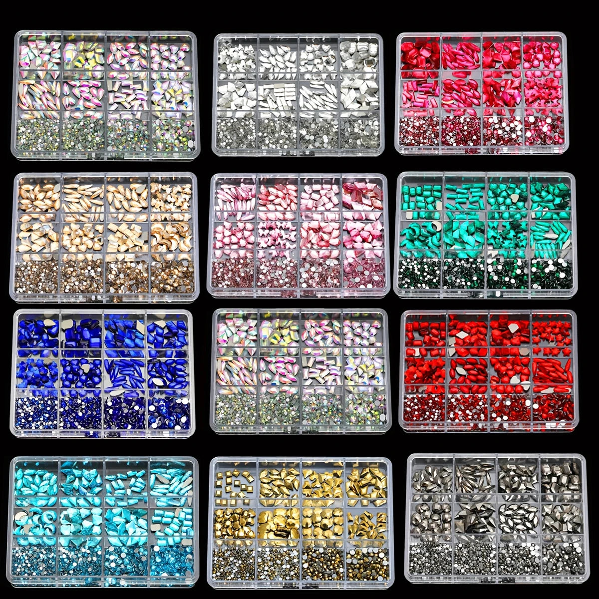 Hign-concerned Glass Nail Glitter Diamonds and Rhinestones