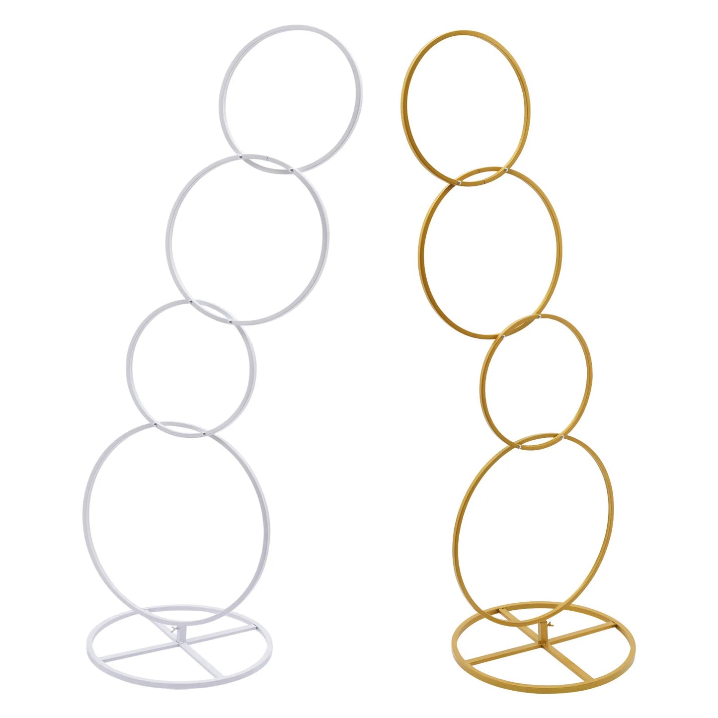 Wedding Detachable 4 Tier Gold White Metal Hoop Arch