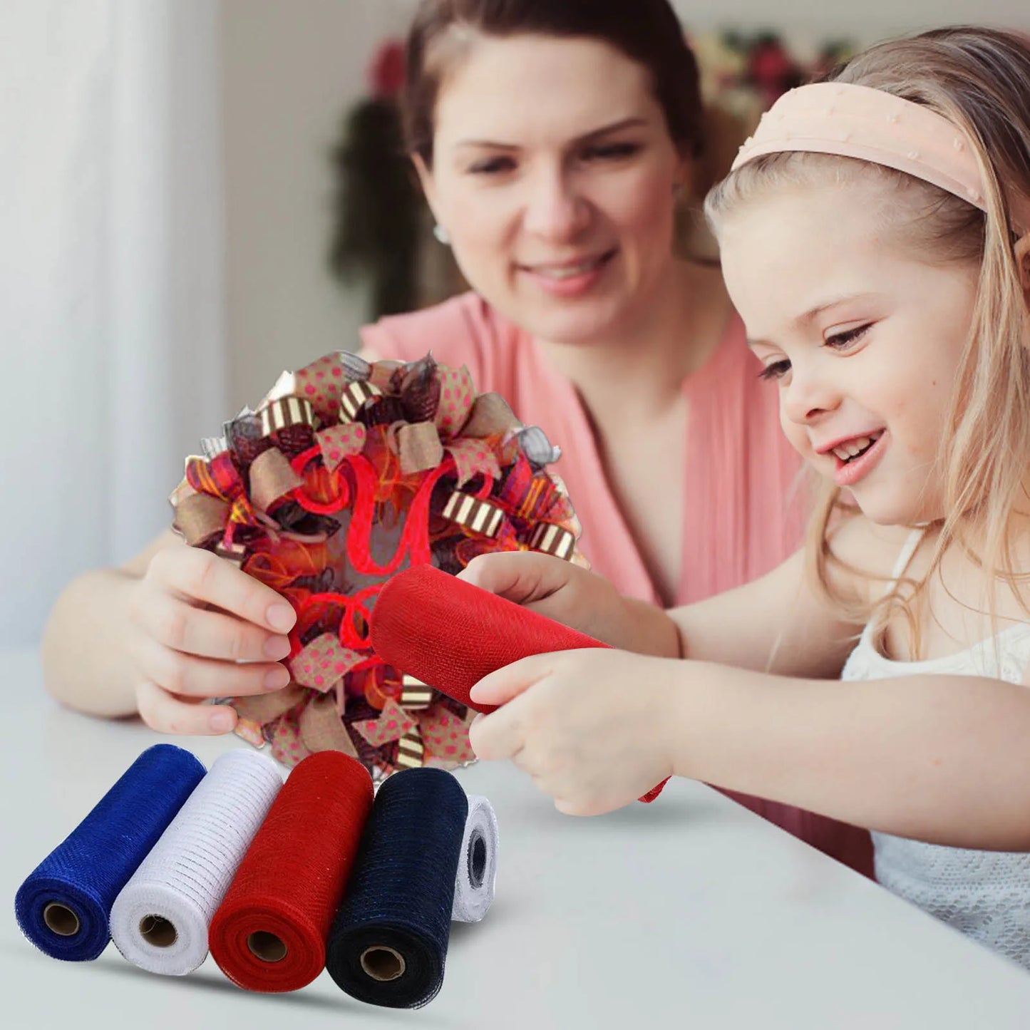 4 Rolls 10 Inch Deco Mesh Ribbon for Wreath DIY Crafts