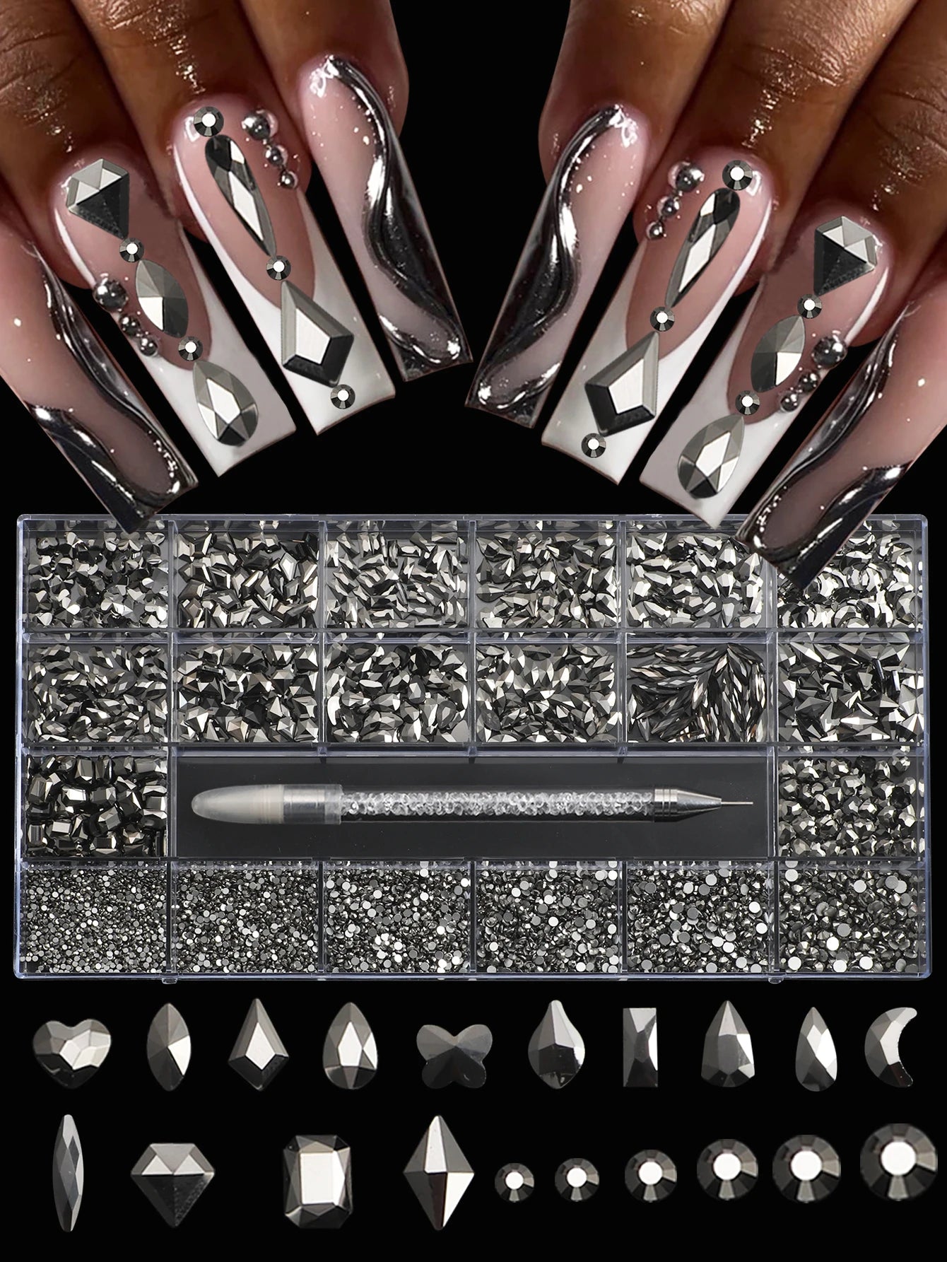 Hign-concerned Glass Nail Art Diamonds 21 Grid Rhinestones