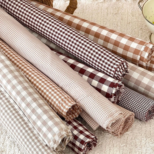 NONECN Cotton Plaid Fabric For DIY Clothing And Accessories