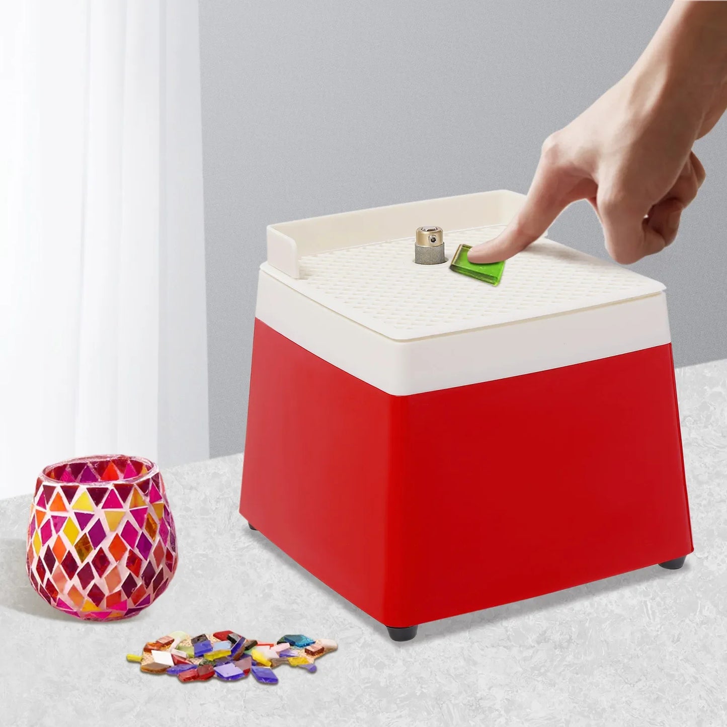 Red Mini Electric Grinder for Stained Glass Polishing