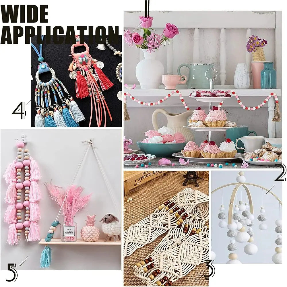 Natural Wood Round Beads Mixed Dyed Undyed Large 200pcs Set