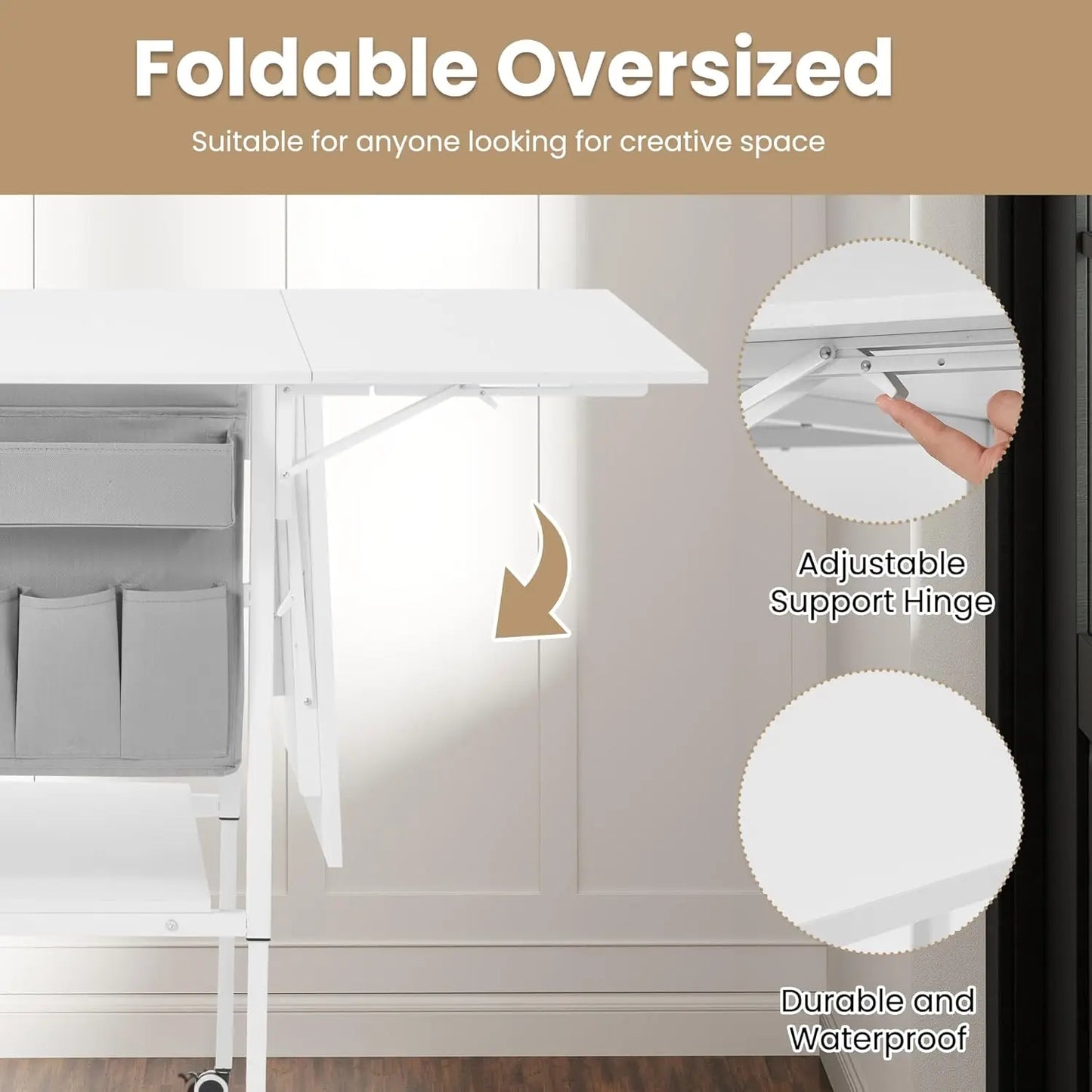 Height Adjustable Sewing Table With Storage And Folding Design