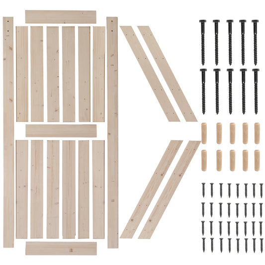 Hign-concerned Unfinished Sliding Barn Door Spruce Wood