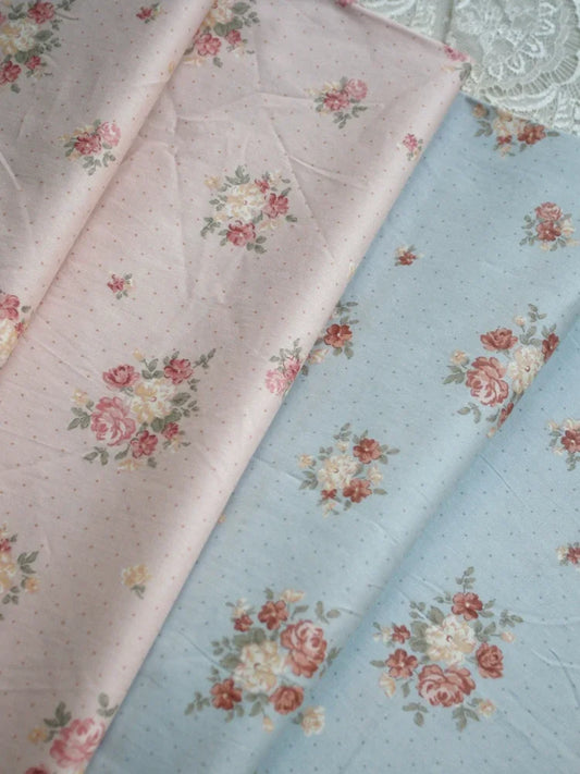 NONECN Sugar Water Rose Pastoral Floral Twill Cotton Fabric DIY