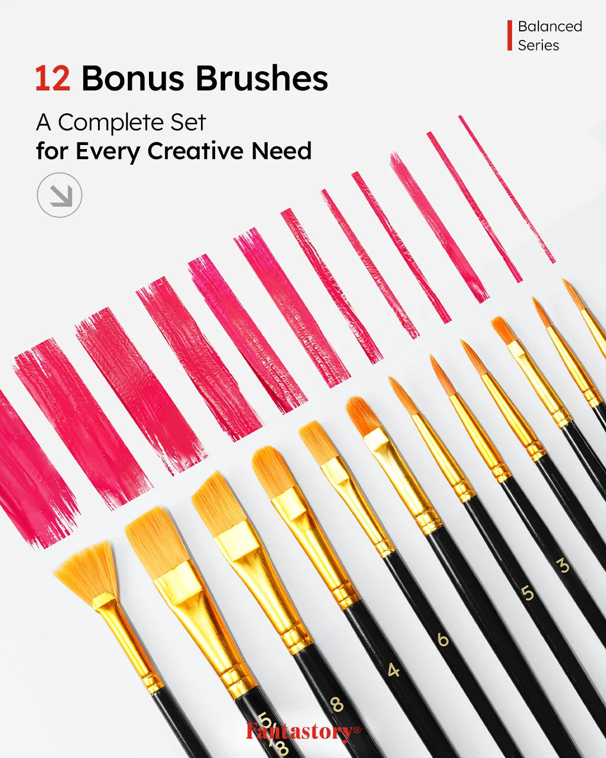 Fantastory Acrylic Paint Set with 24 Colors and 12 Brushes