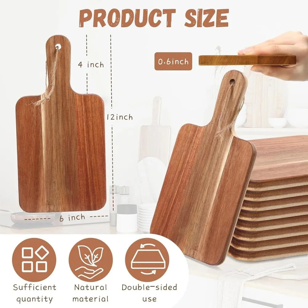 Acacia Wood Cutting Board Set With Handles 6 Pack Bundle