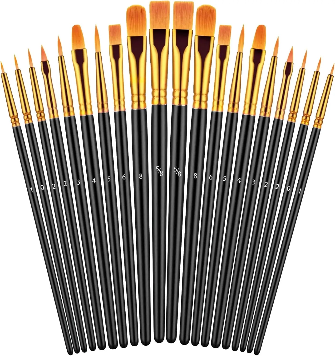 Set of 20 Acrylic Oil Watercolor Paint Brushes for Artists and Kids