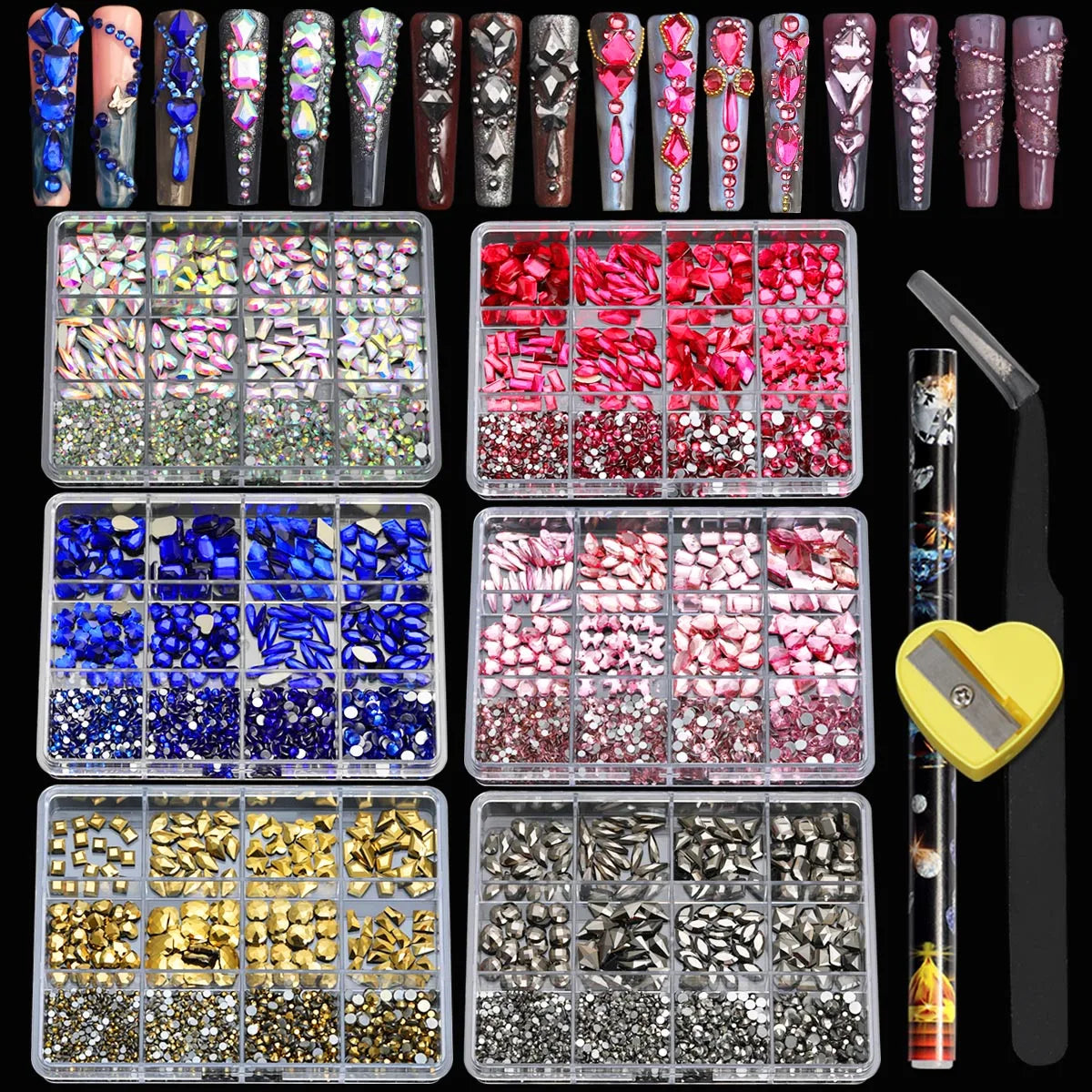 Hign-concerned Glass Nail Glitter Diamonds and Rhinestones