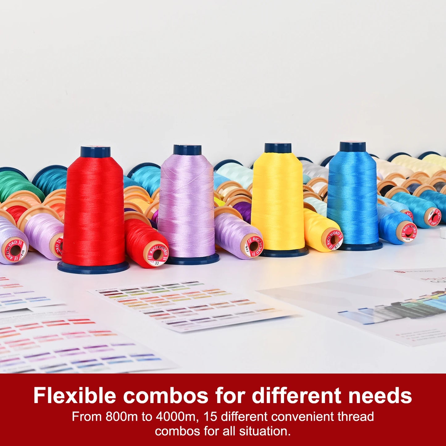 Richword Embroidery Thread Kit 40 Pcs 800M Polyester Spools