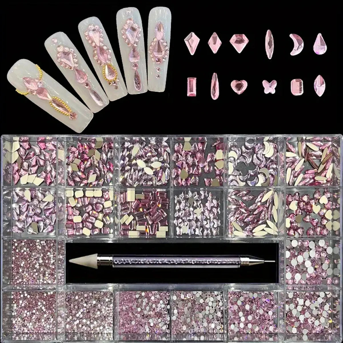 Hign-concerned Glass Nail Art Diamonds 21 Grid Rhinestones