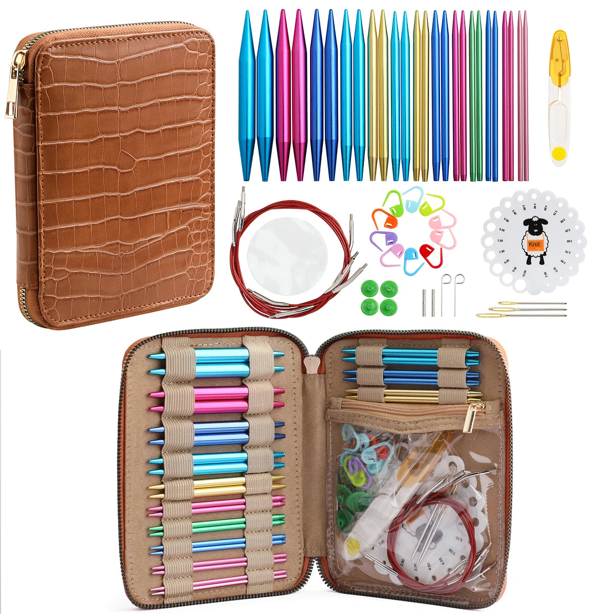 Looen 100Pcs Sewing Knitting Needle Set With Crochet Hooks